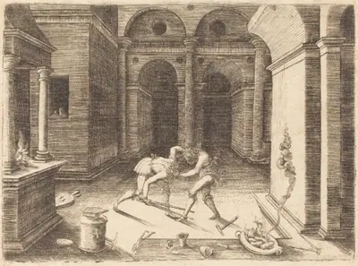 Two Apprentices Fighting