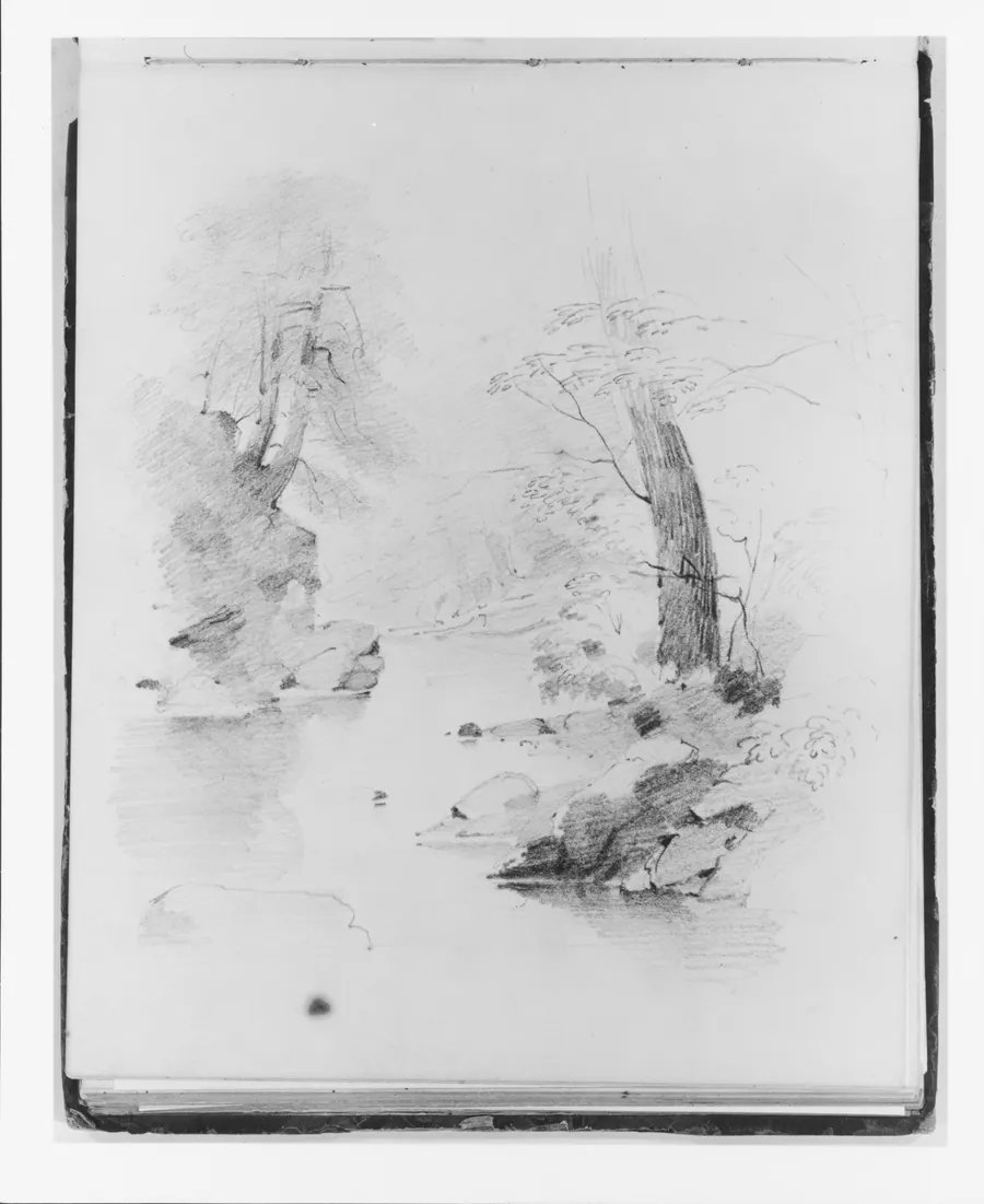Landscape with Trees Framing a Stream (from Sketchbook) by Francis William Edmonds
