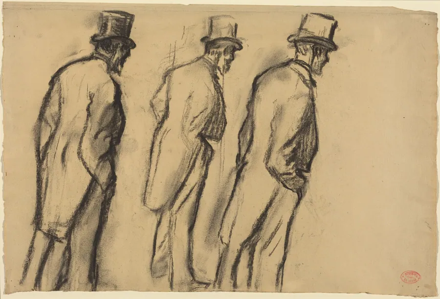 Three Studies of Ludovic Halévy Standing by Edgar Degas