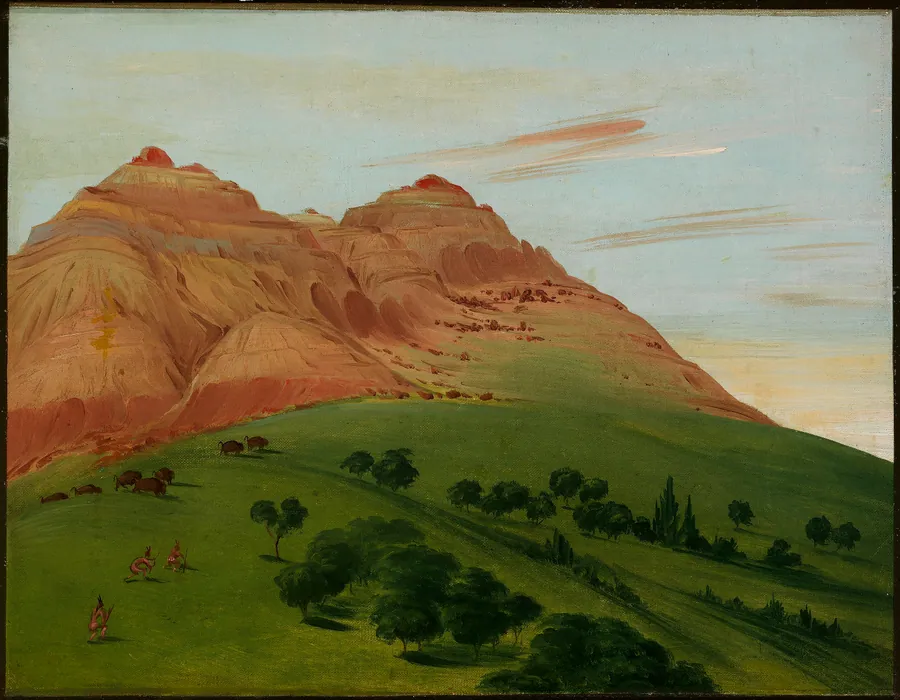 View in the Grand Detour, 1900 Miles above St. Louis by George Catlin, born Wilkes-Barre, PA 1796-died Jersey City, NJ 1872
