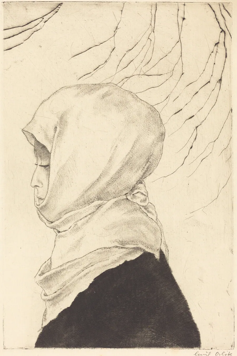 Japanerin im Winterkleid (Japanese Woman in Winter Dress) by Emil Orlik