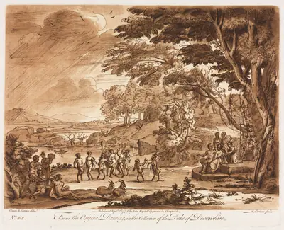 Liber Veritatis: No. 108, Landscape with Satyrs and Nymphs Dancing