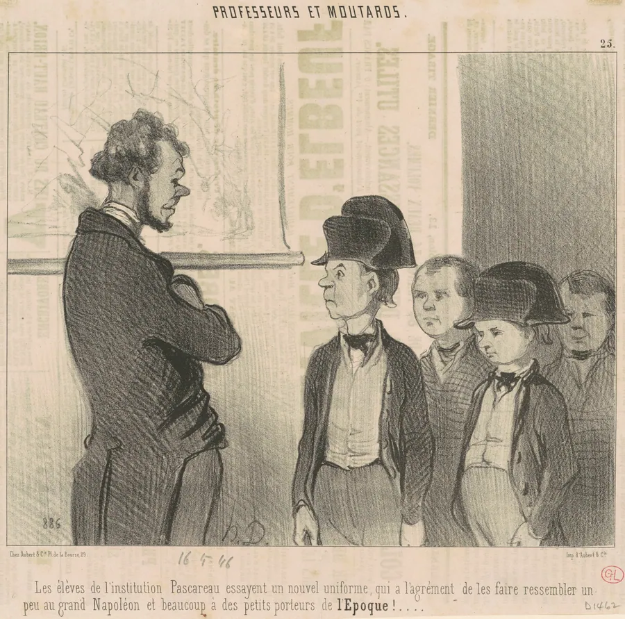 Les èleves de l'institution Pascareau essayent un nouvel uniforme ... by Honoré Daumier