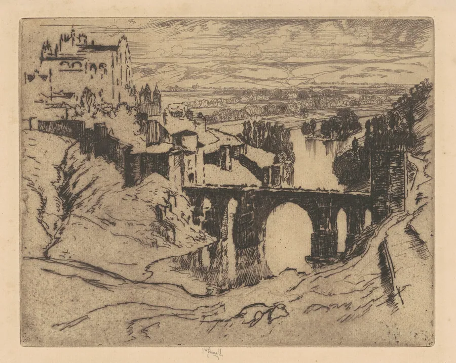 St. Martin's Bridge, Toledo by Joseph Pennell