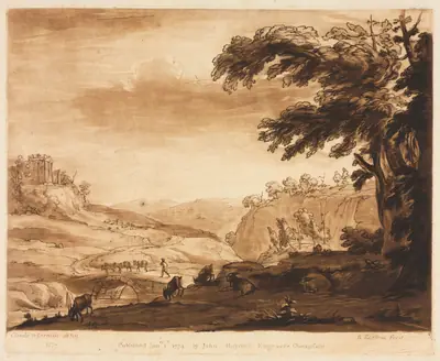 Liber Veritatis: No. 7, An Island Scene of a Mountainous Country with Cattle