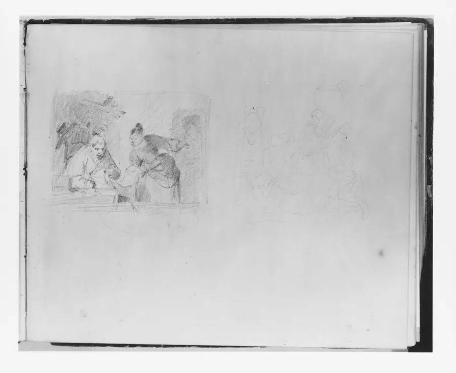 Two Sketches of Interior Scenes (from Sketchbook) by Francis William Edmonds
