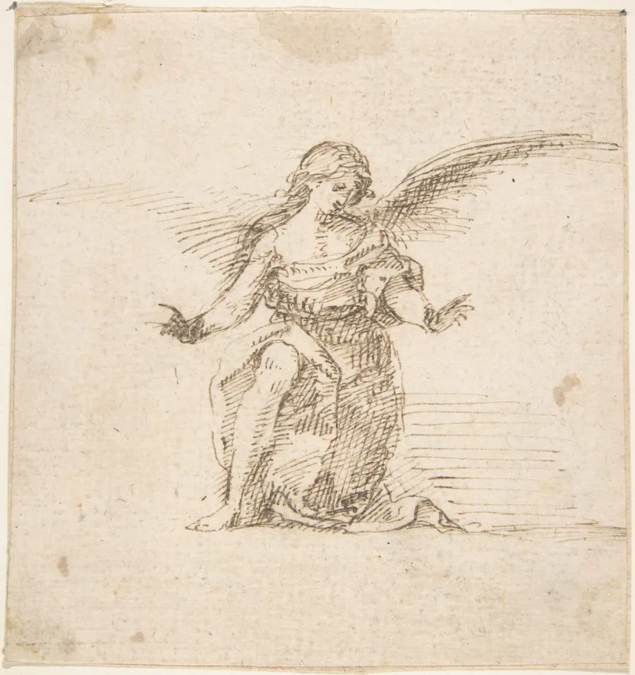 Kneeling Angel With Hands Outstretched by Pedro  Duque Cornejo