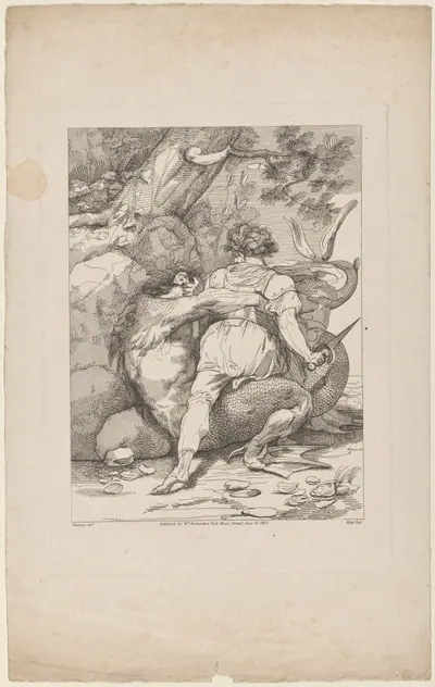 Man Attacking a Monster