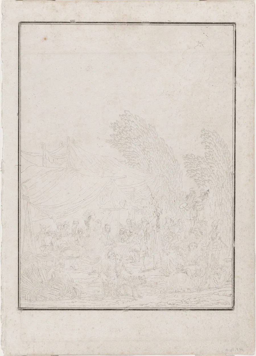 a) Noce de Village (Village Wedding); b) Noce de Village (Village Wedding) by Charles-Melchior Descourtis