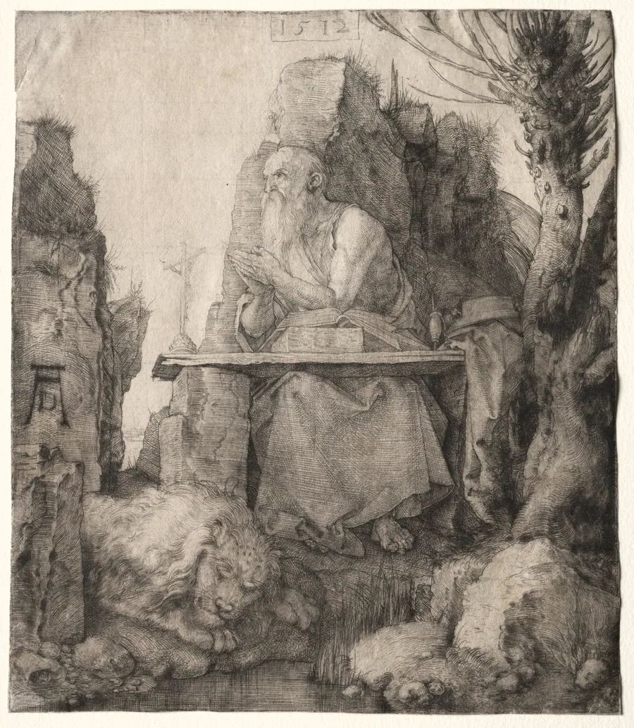 St. Jerome Seated near a Pollard Willow by Albrecht Dürer