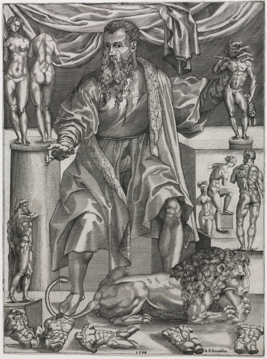 Portrait of Baccio Bandinelli with Lion by Nicolo della Casa