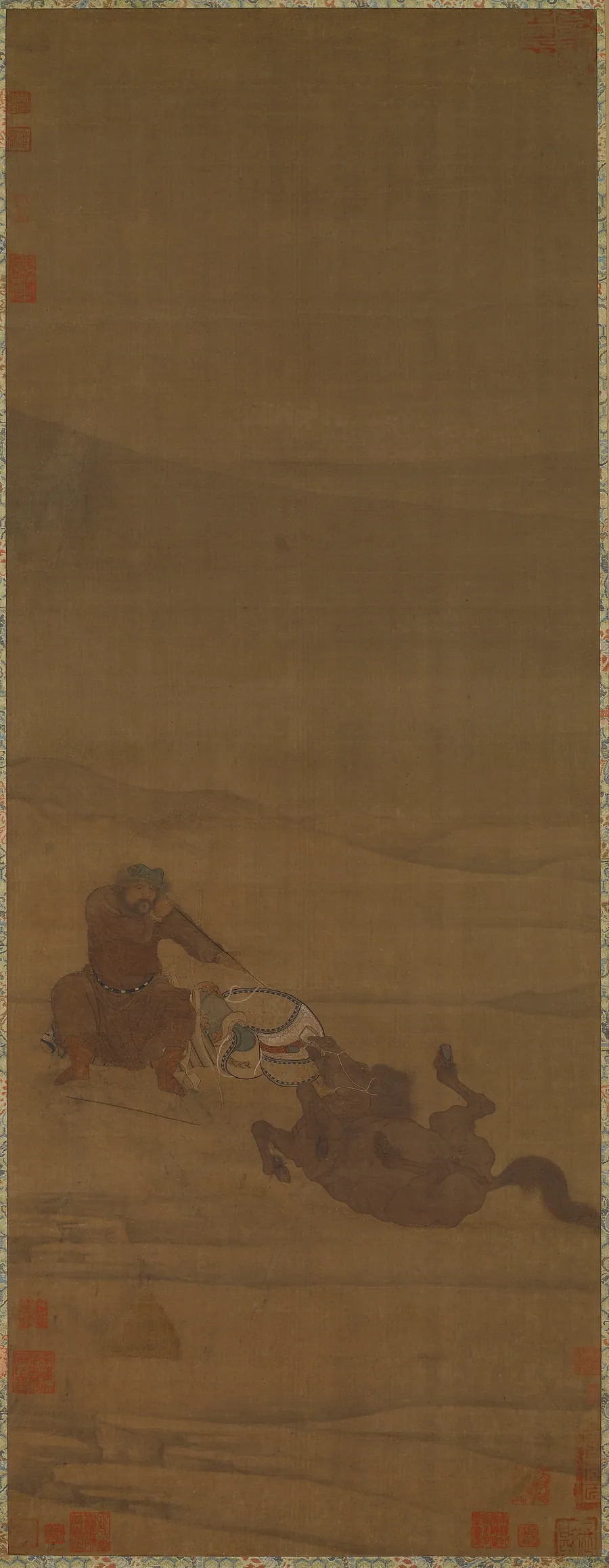 Removing the saddle, inspecting the arrows 解鞍調箭圖 by Traditionally attributed to Zhang Kan (傳)張戡 (active mid-10th century)