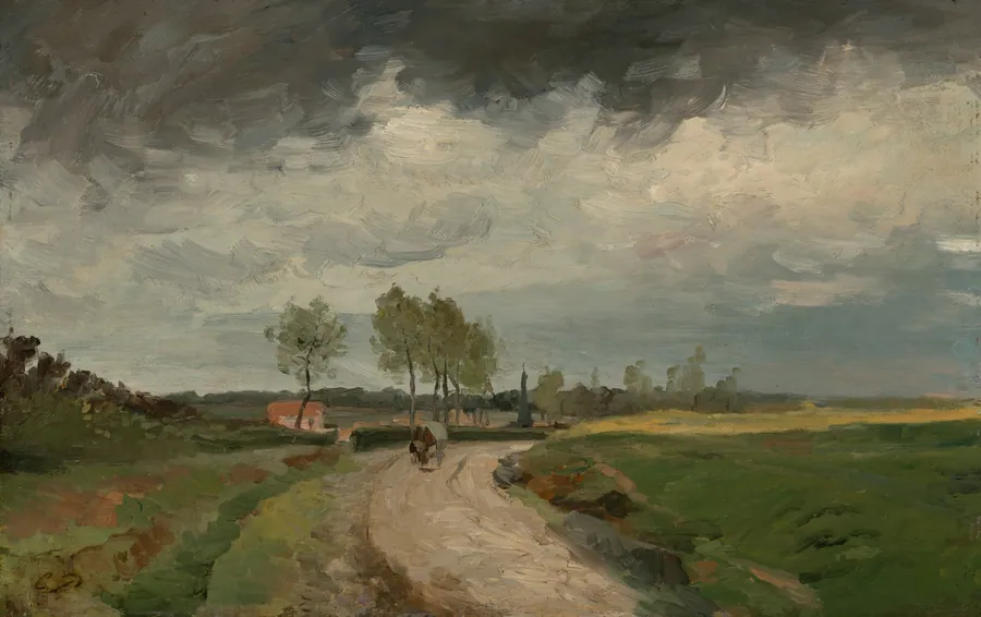 Landscape, Distant Village by Charles-François Daubigny