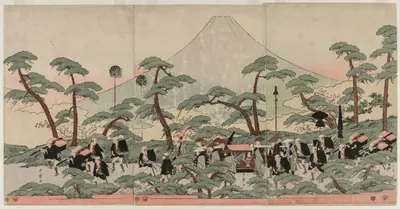 Procession at the Foot of Mount Fuji