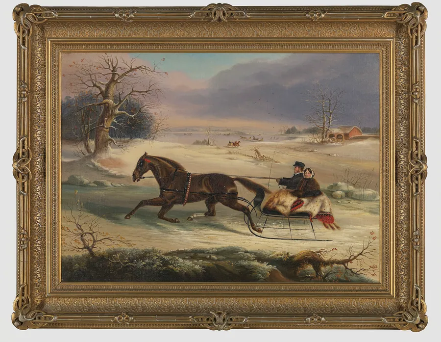 The Sleigh Ride, Albany, NY by Thomas Van Zandt, born Albany, NY 1814-died Albany, NY 1886