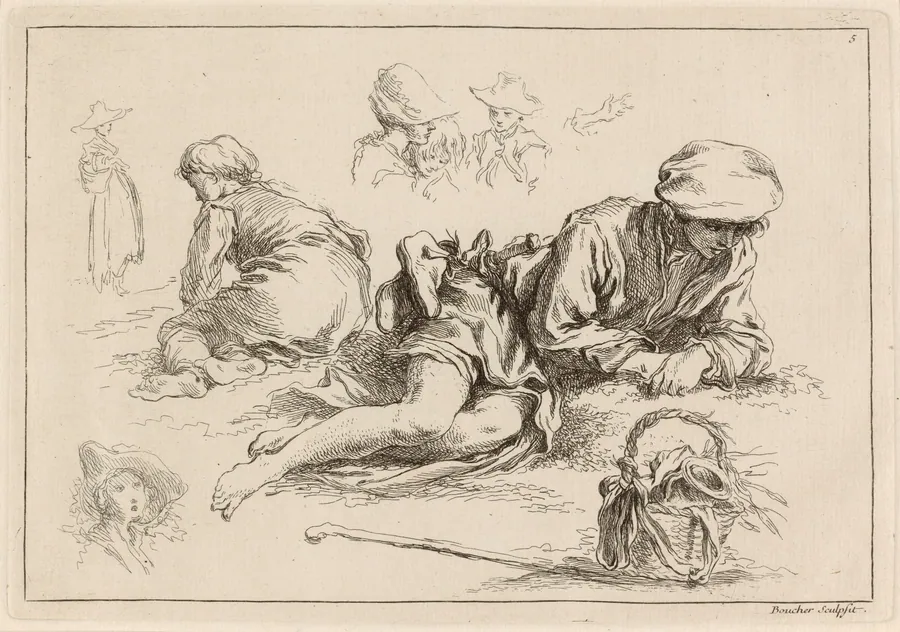 Figure Studies including Reclining Boy by François Boucher