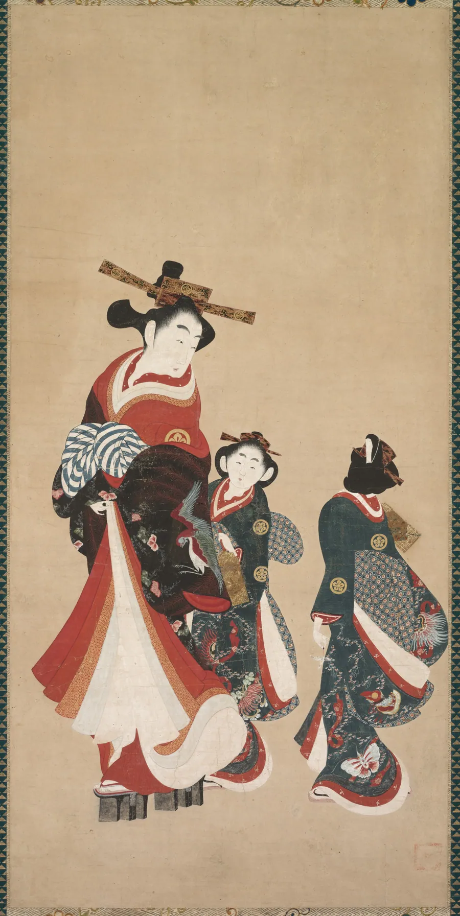 Courtesan and Attendants by Engetsudō