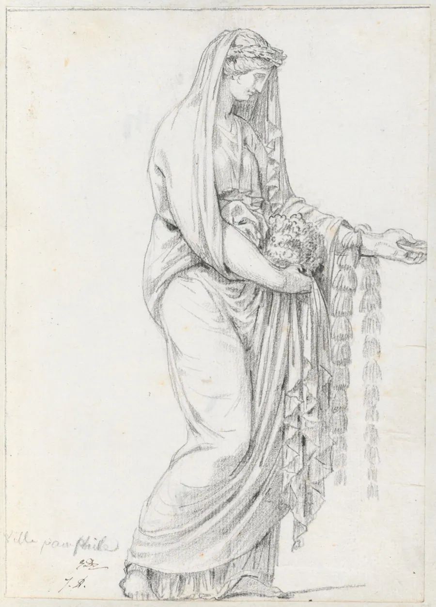 Woman with a Garland, from the Villa Pamphili by Jacques-Louis David