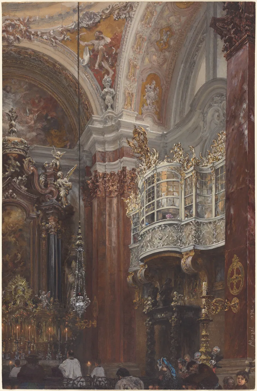 The Interior of the Jacobskirche at Innsbruck by Adolph Menzel