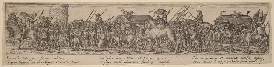 Army Train and Death by Johann Theodor de Bry