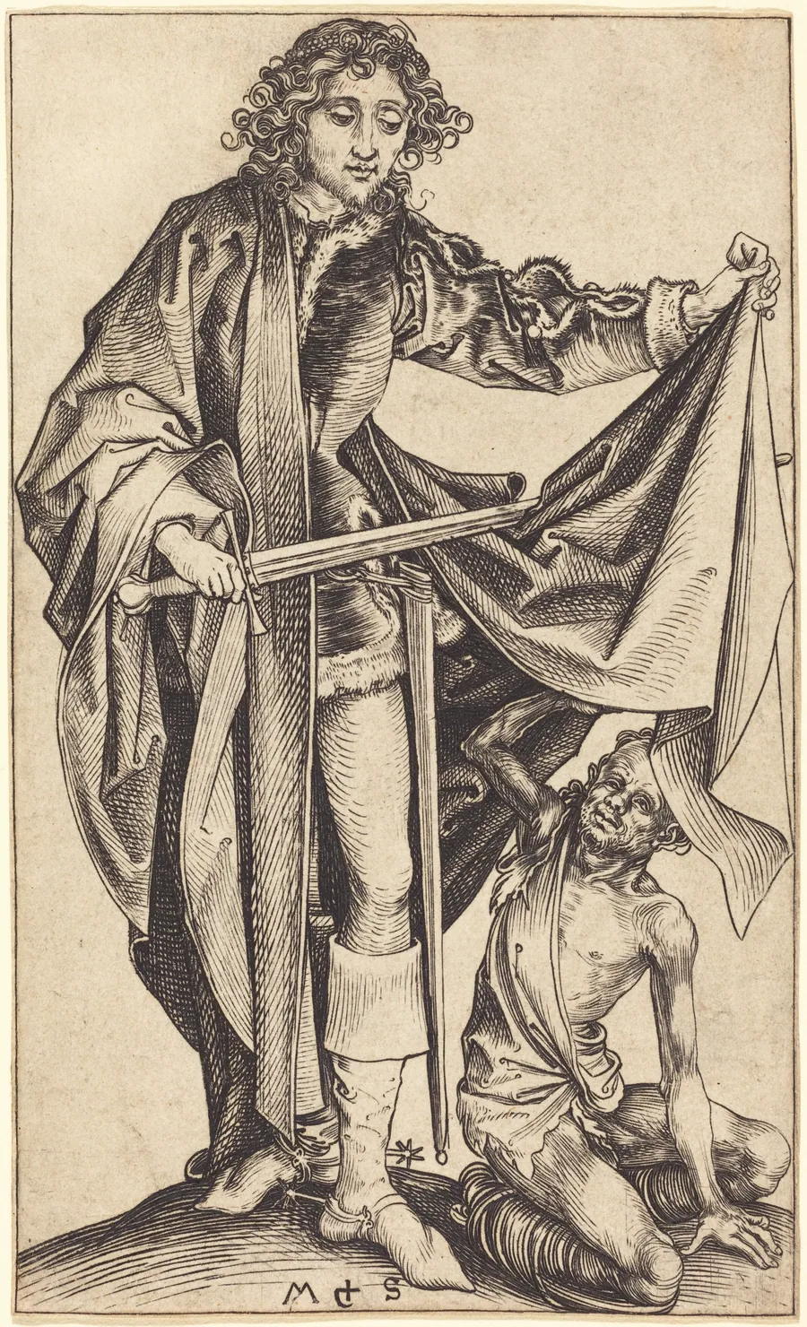 Saint Martin Dividing His Cloak by Martin Schongauer