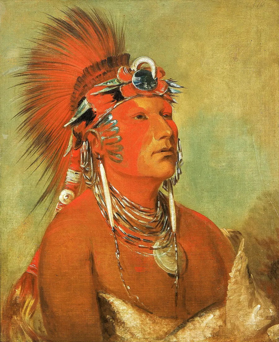 Jee-hé-o-hó-shah, Cannot Be Thrown Down, a Warrior by George Catlin, born Wilkes-Barre, PA 1796-died Jersey City, NJ 1872