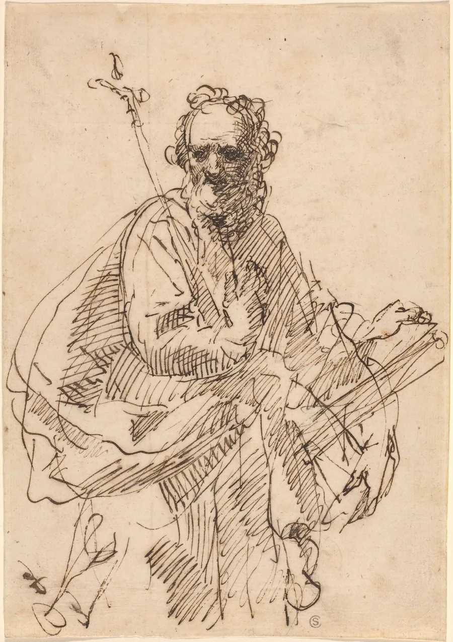 A Standing Saint with a Crucifix and a Book by Francisco Herrera II
