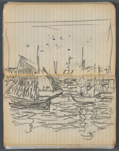 Sketchbook, page 056 &57: View of Sailboats