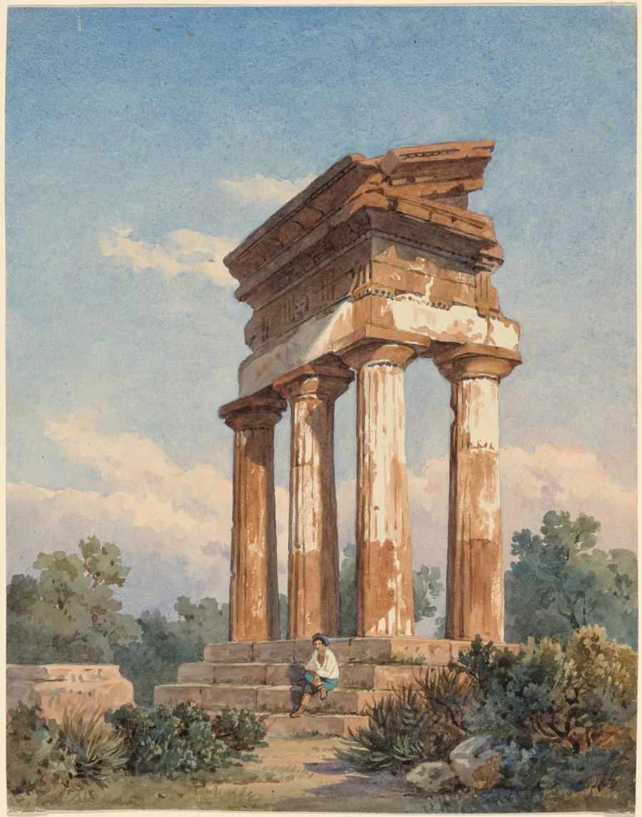 A Temple Ruin in Agrigento by Carl Wilhelm Götzloff