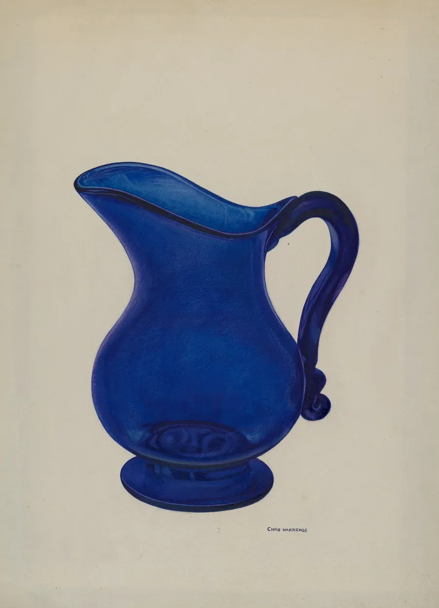 Small Blue Milk Pitcher by Chris Makrenos
