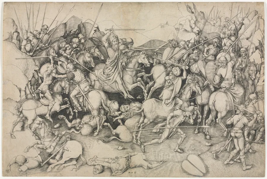 The Battle of St. James the Greater at Clavijo by Martin Schongauer