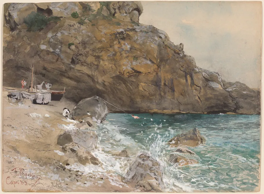 The Beach at Marina Piccola, Capri by Franz Skarbina