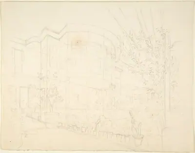 Sketch of Building and Garden