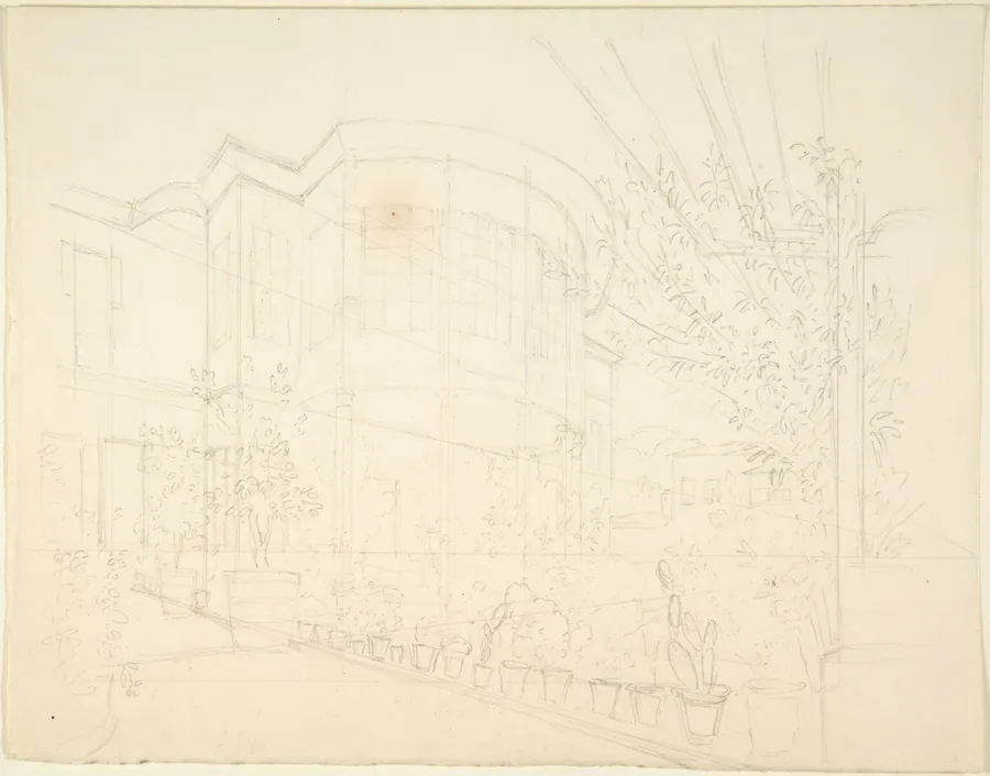 Sketch of Building and Garden by Franz von Hauslab the Younger
