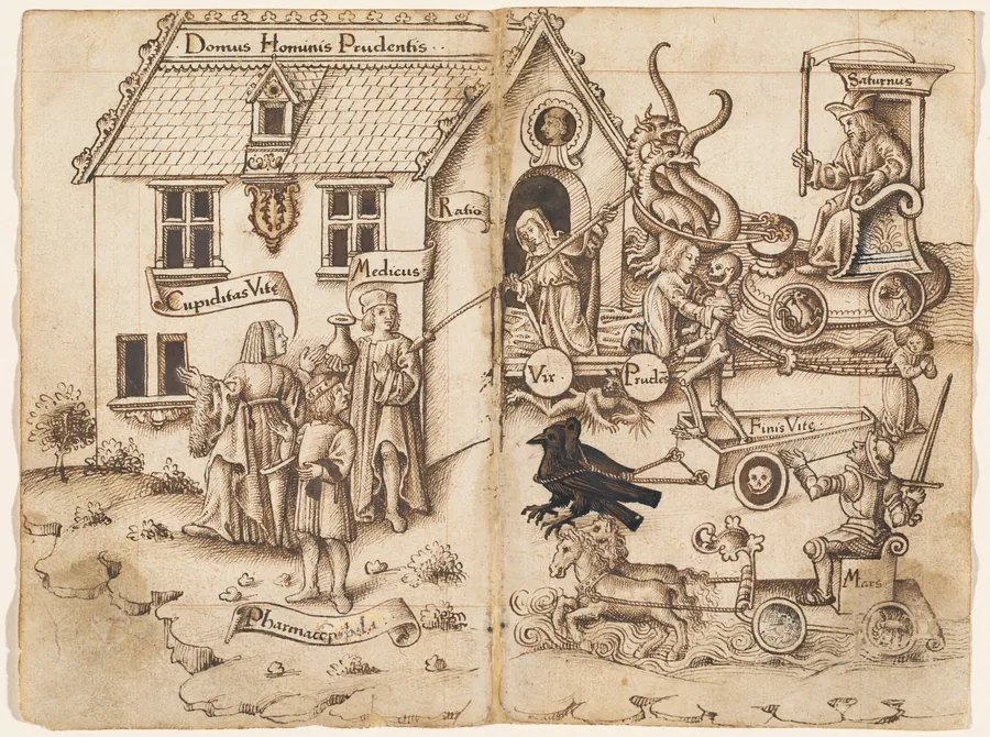 "Do Not Turn Back When You Arrive at the End" [fol. 26 verso / 27 recto] by French early 16th Century