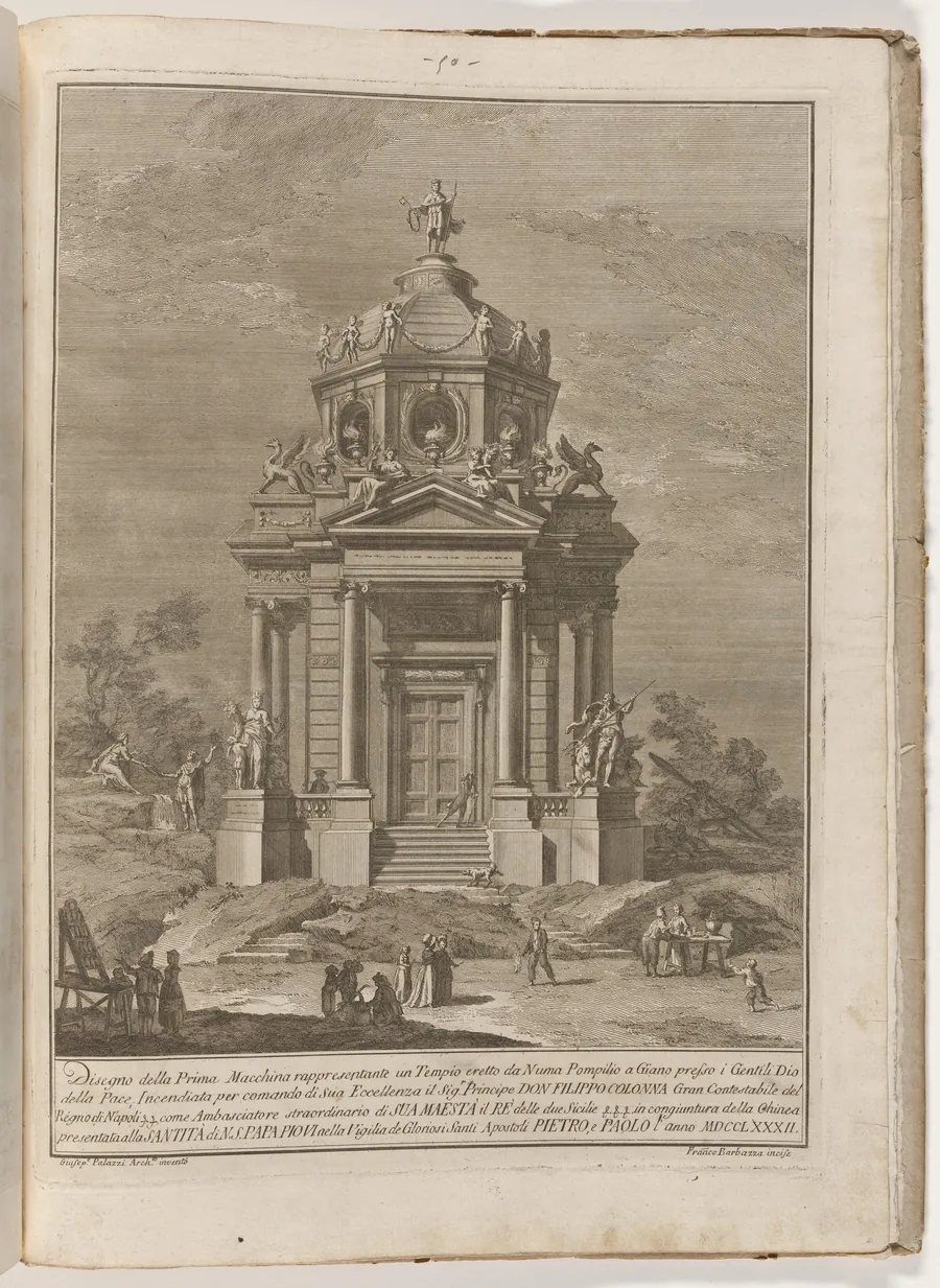 The Prima Macchina for the Chinea of 1782: The Temple of Janus Built by Numa Pompilius by Francesco Barbazza