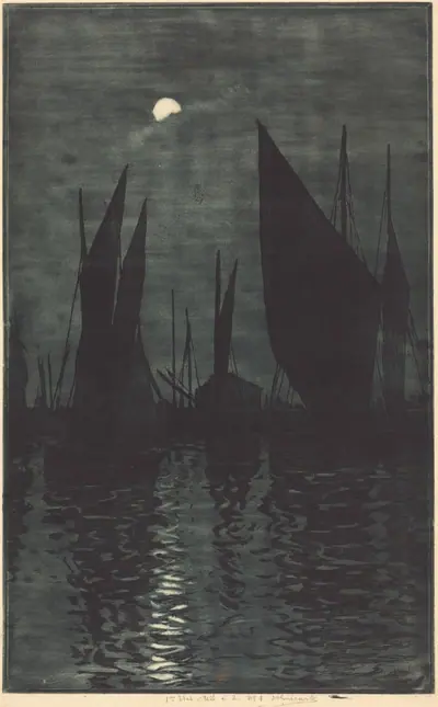 Moonlight in the Harbor at Dieppe