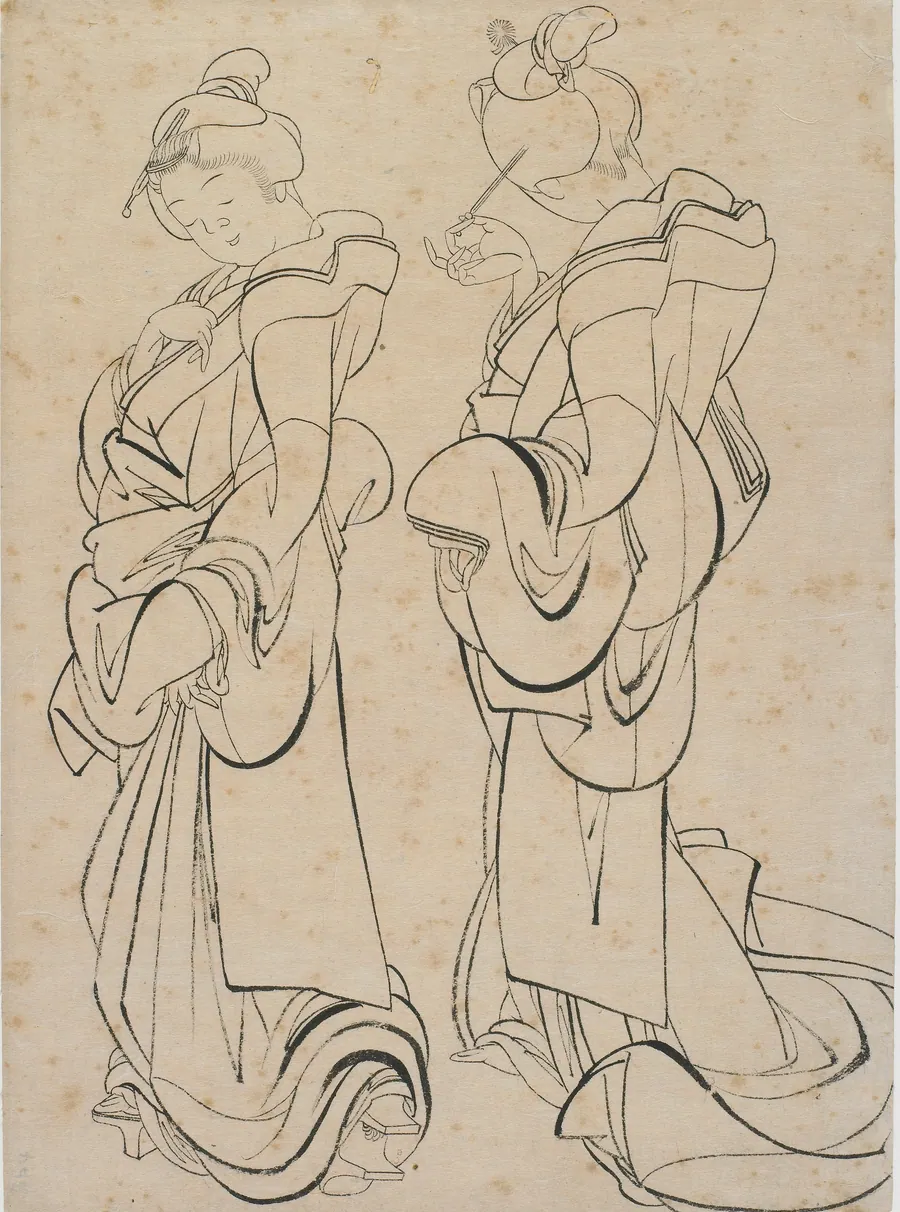 Two women by Katsushika Hokusai 葛飾北斎 (1760-1849)