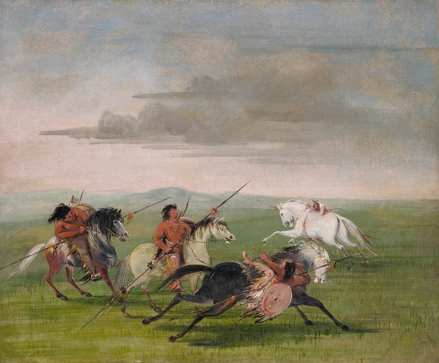 Comanche Feats of Horsemanship by George Catlin, born Wilkes-Barre, PA 1796-died Jersey City, NJ 1872