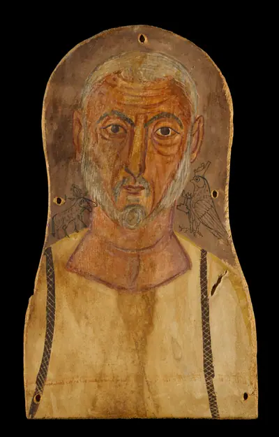 Elderly Man Flanked by Egyptian Gods