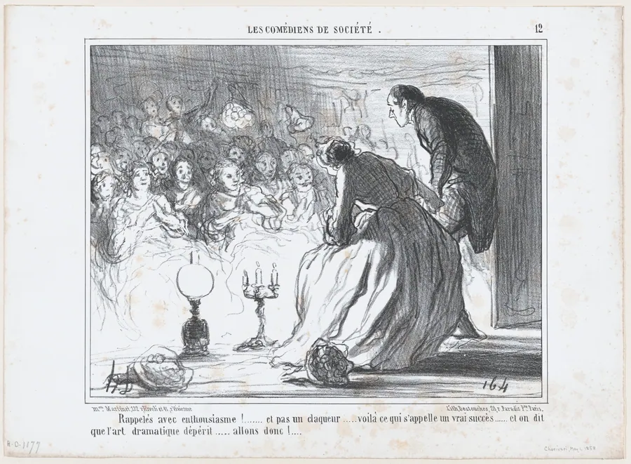 Rappelés avec enthousiasme!.., from Les Comédiens de Société, published in "Le Charivari" by Aaron Martinet