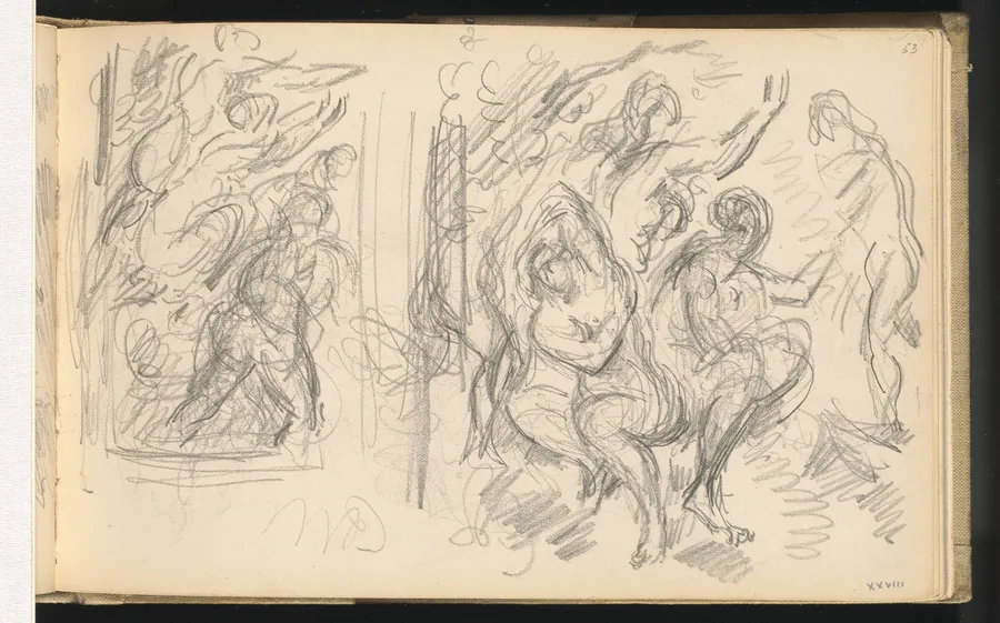 Two Studies for "The Judgement of Paris" or "The Amorous Shepherd" by Paul Cezanne