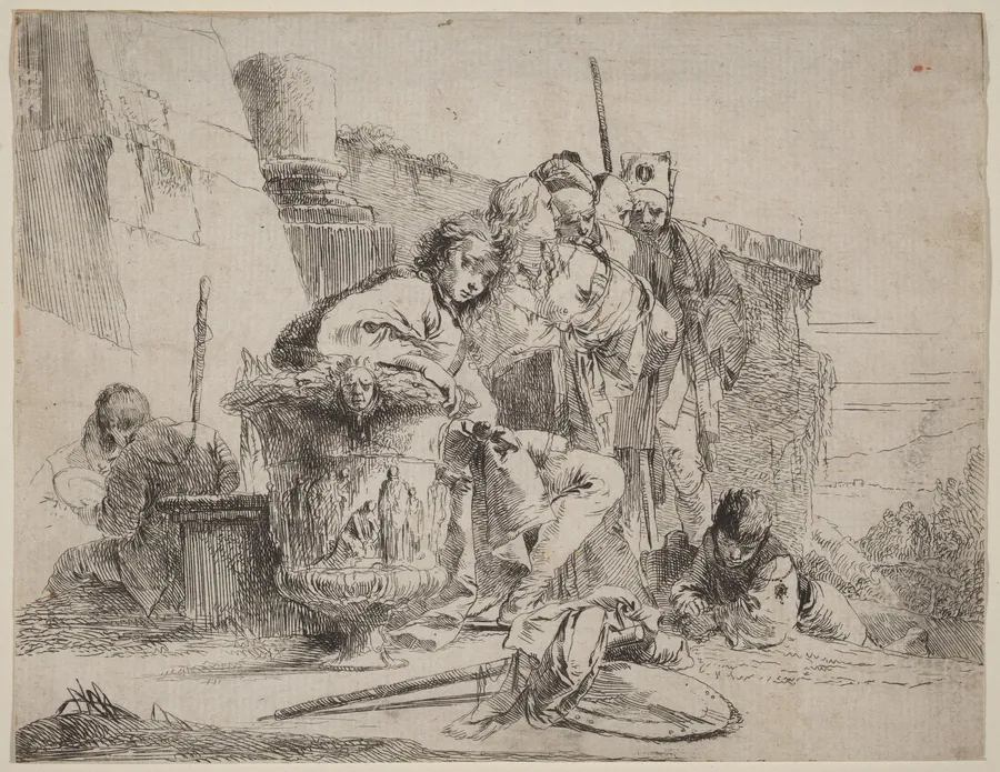 Seated Youth Leaning against an Urn by Giovanni Battista Tiepolo