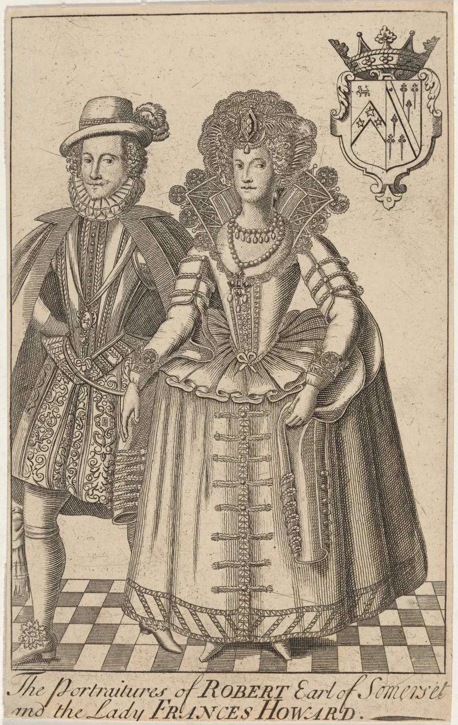 The Portraitures of Robert, Earl of Somerset and Lady Frances Howard by Renold Elstrack