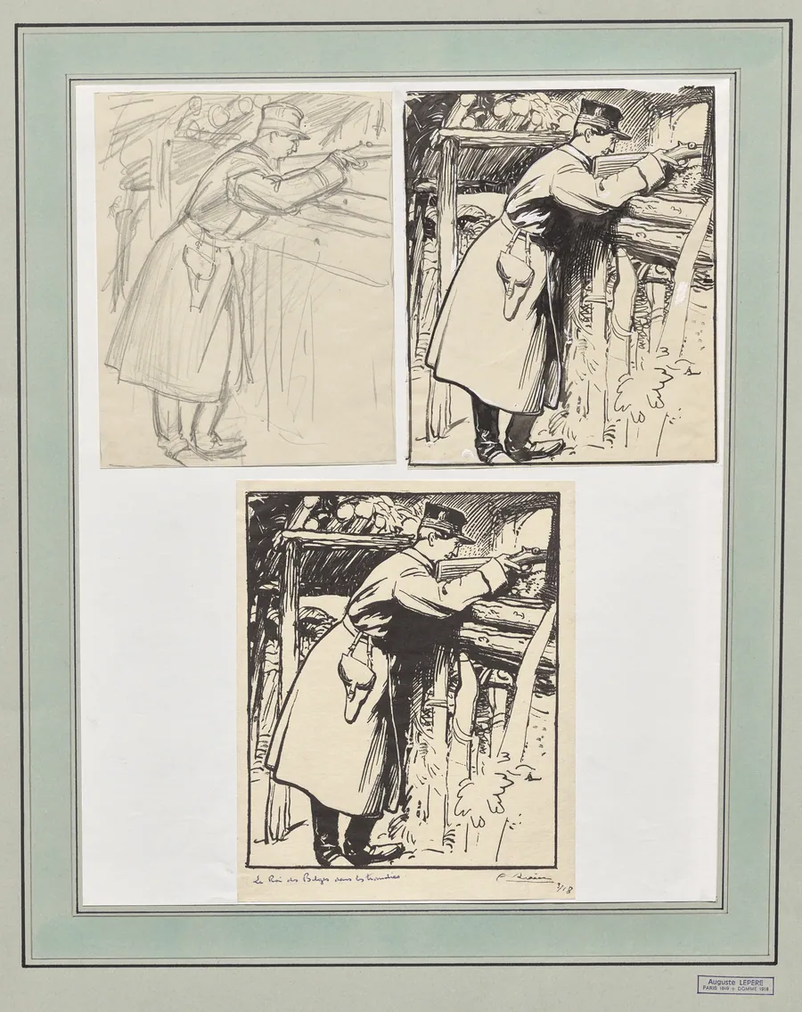 Le roi des Belges dans les tranchées by Auguste Louis Lepère