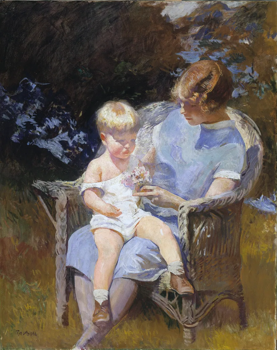 Marjorie and Little Edmund by Edmund C. Tarbell, born West Groton, MA 1862-died New Castle, NH 1938