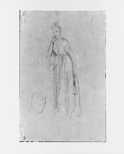 Woman with a Fan; Sketch of a Head