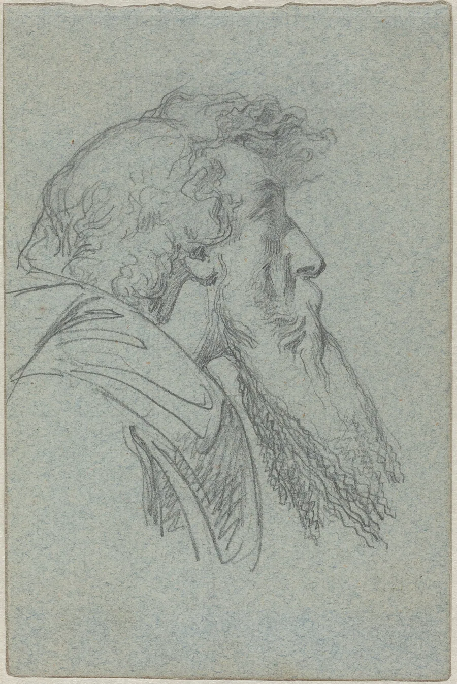 Bearded Man Looking Up / Cloaked Figure with Raised Arms by Alexandre Bida