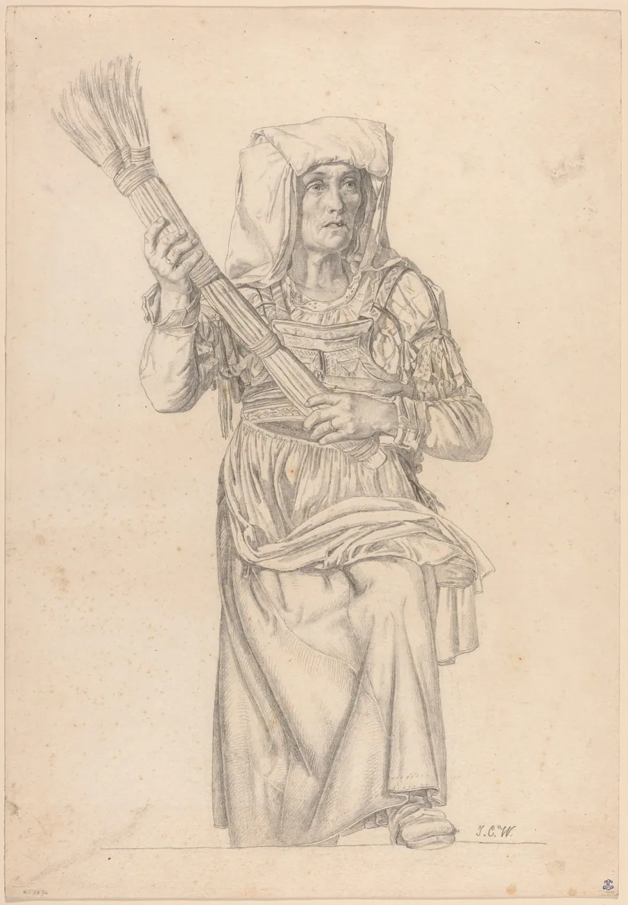 Italian Peasant Woman with a Broom by Johann Caspar Weidenmann