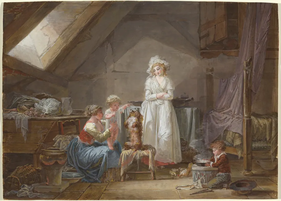 Young French Marquise in Exile in Lausanne by Jean-Baptiste Mallet